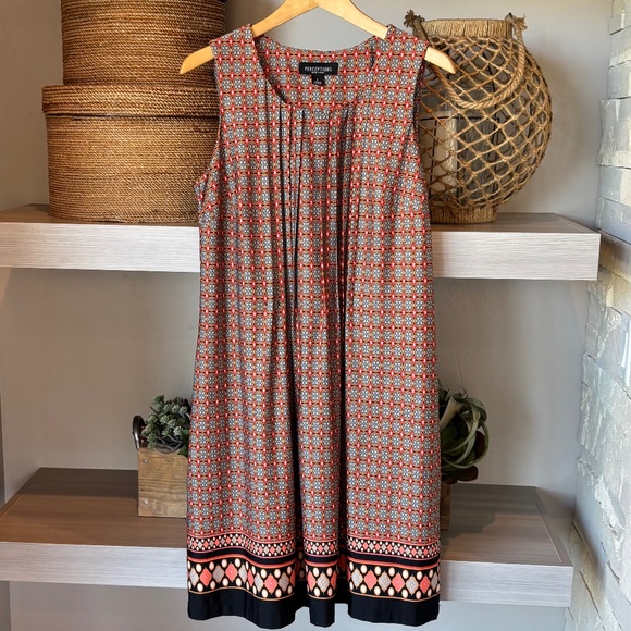 Patterned Colorful Sleeveless Tunic Dress For Business or Casual - Picture 1 of 5